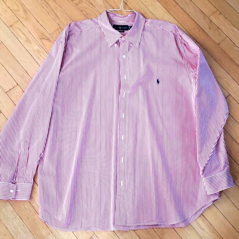 Polo Pinstrip Dress Shirt Size 2XB/ 2G Classic Fit